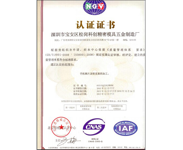 ISO證書中文版